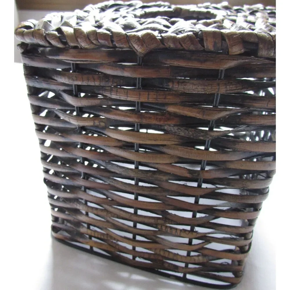 Wicker tissue box holder dark brown metal design